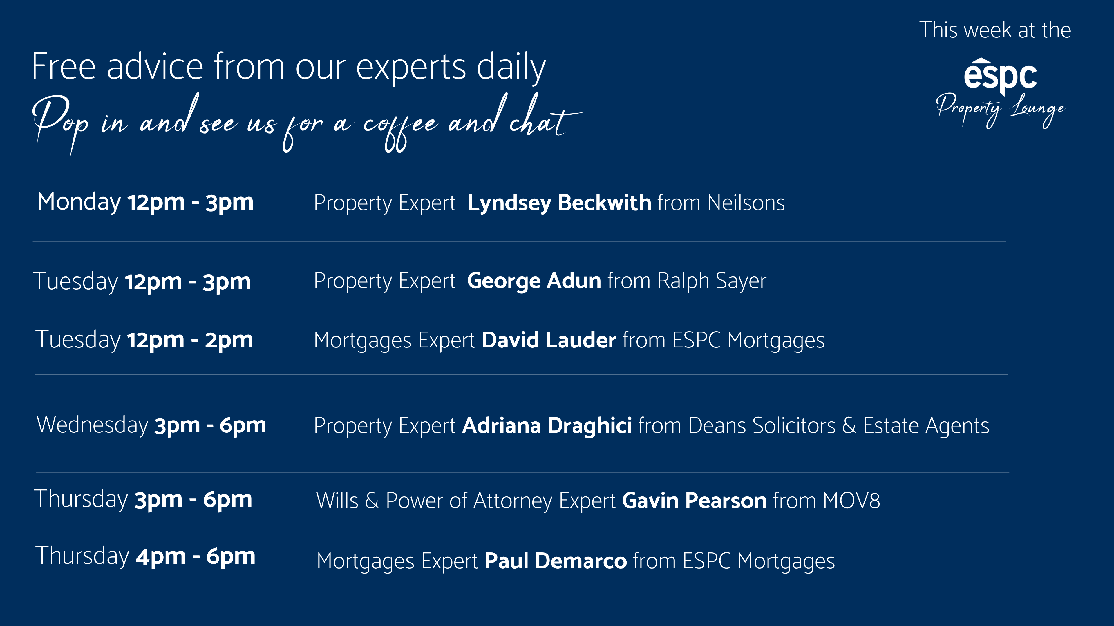 This week at the ESPC Property Lounge
