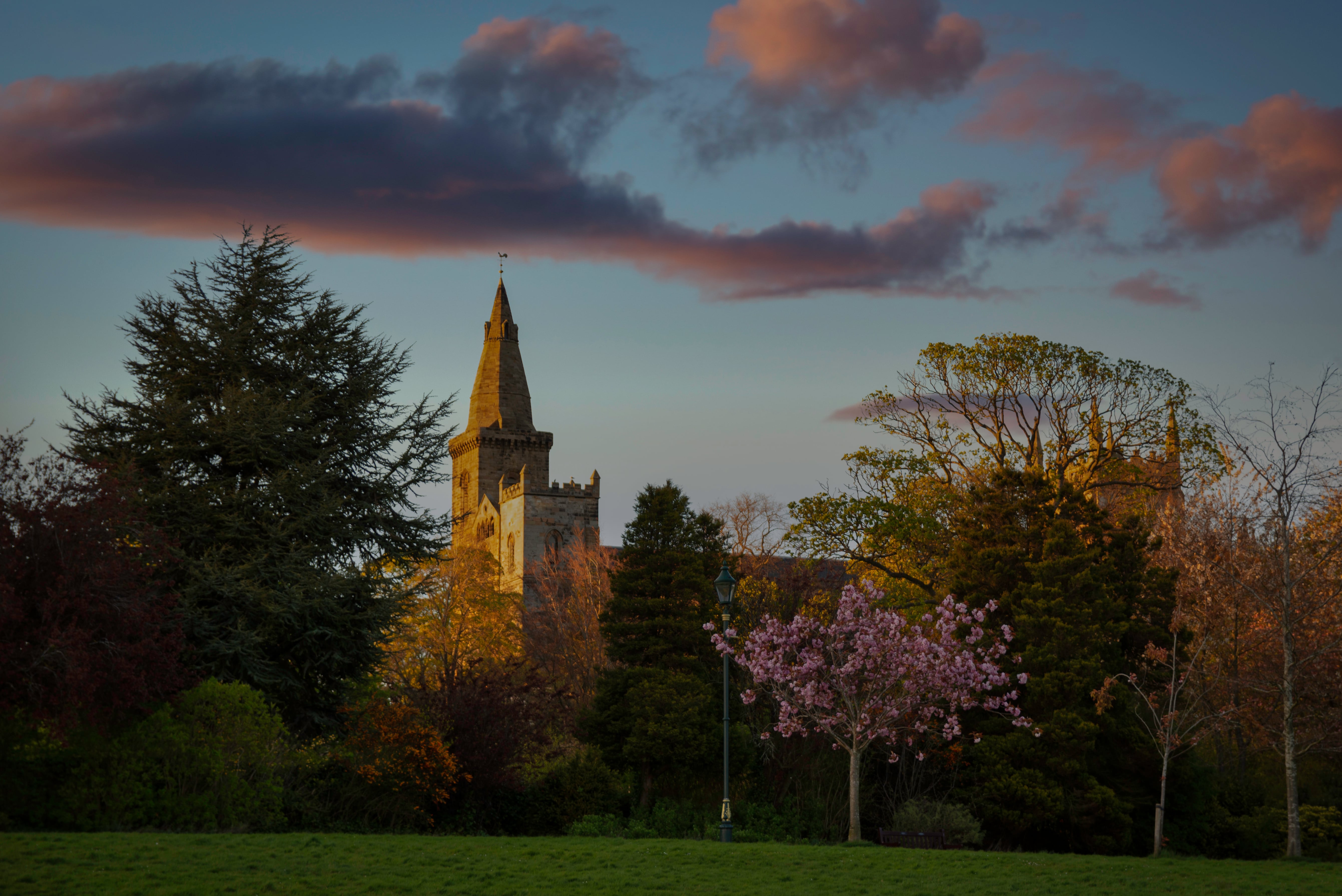 Sunset over church in Dunfermline