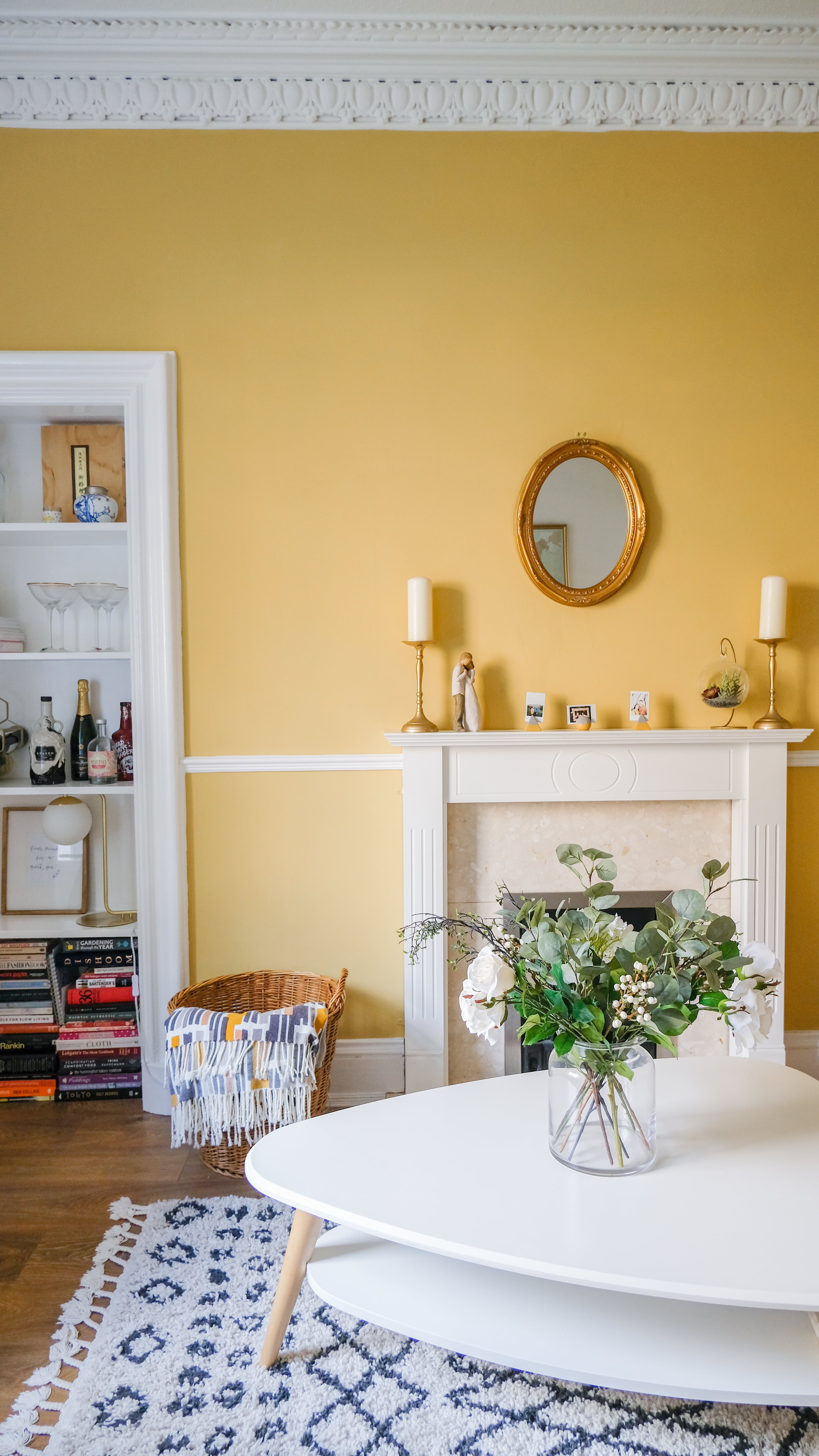 Yellow living room and Victorian features